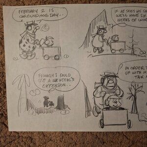 SIGNED Original The Flintstones Daily Comic Strip Preliminary Drawing...Fred